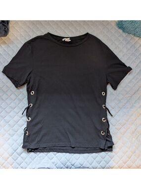 Black H&M Side Lace-Up Tee